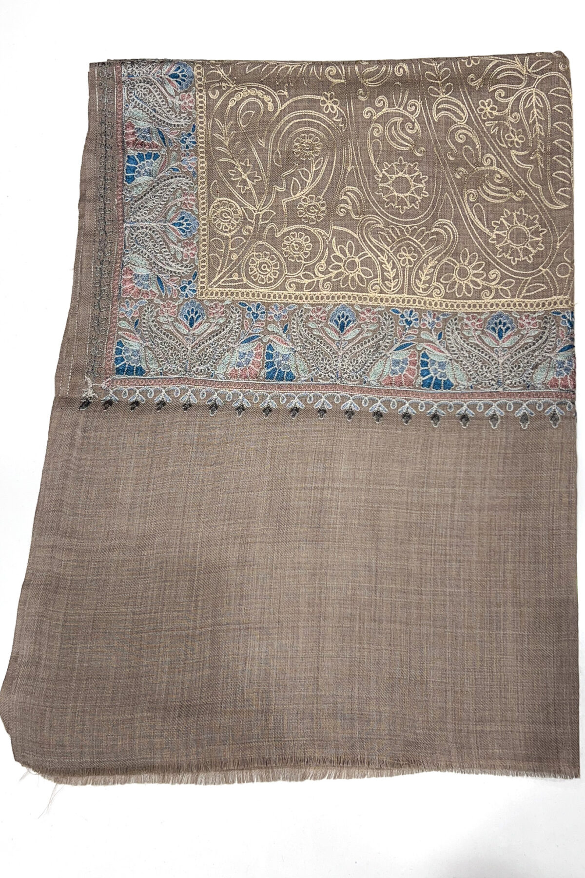 Women Kashmiri Wool Stole with Thread Jaal Embroidery