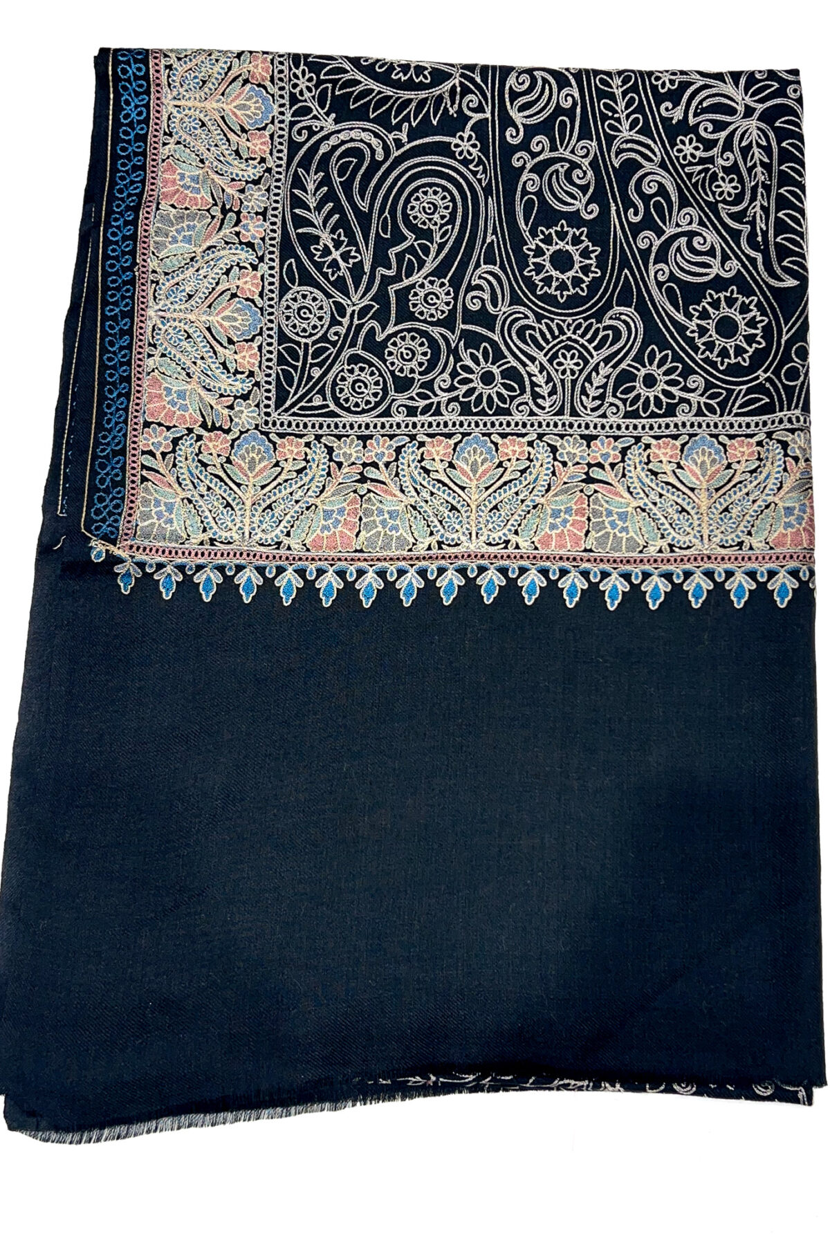 Women Kashmiri Wool Stole with Thread Jaal Embroidery