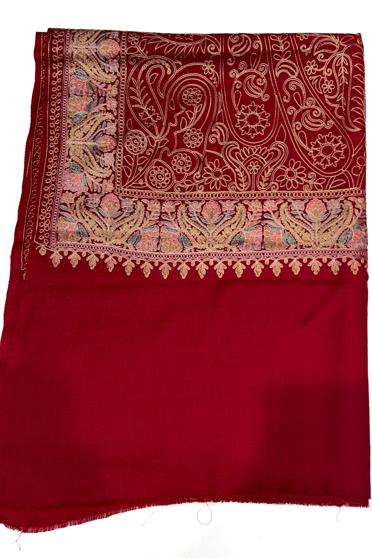Women Kashmiri Wool Stole with Thread Jaal Embroidery